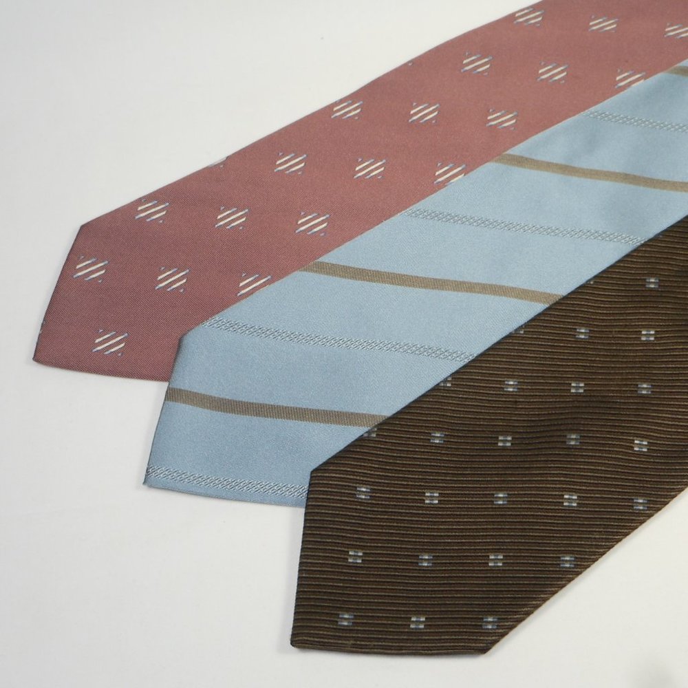 Armani Collezioni Trio: Brown, Light Blue & Dusty Rose Silk Ties